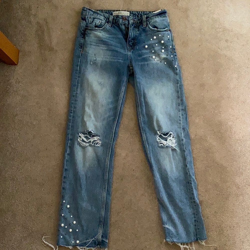 Zara basic denial ripped jeans